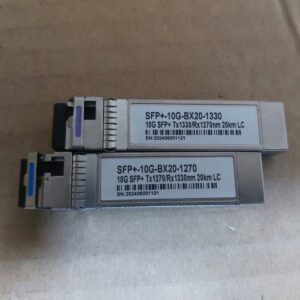 Pair of 10G BiDi SFP+ Transceivers, 20km Long Range Fiber Optic Modules, 1270nm/1330nm