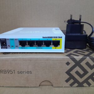ront view of MikroTik 951Ui-2HnD router on shop display platform at Instant Device Nairobi shop