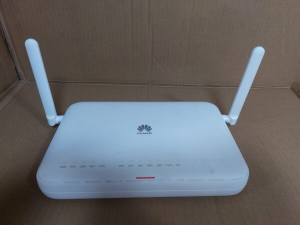 Front view of Huawei NetEngine AR611W enterprise router with dual antennas for SMB networking.
