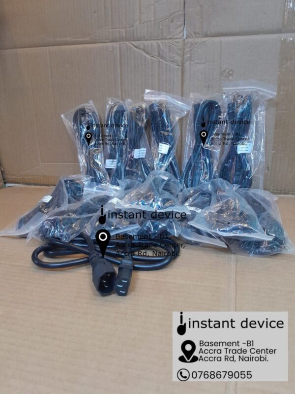 Black C13 to C14 male-to-female power lead for computers and network devices
