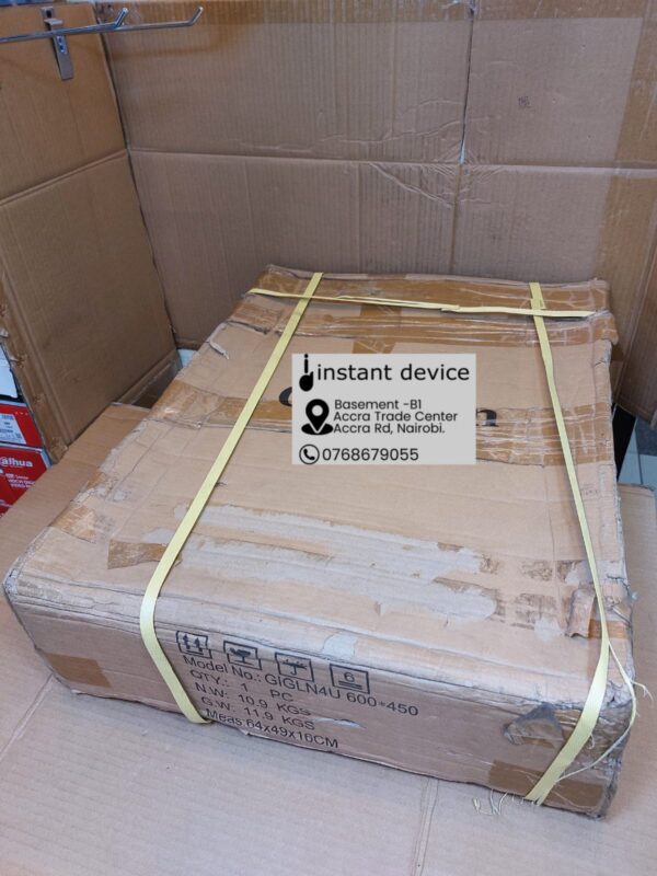 Compact 4U 600x450mm wall cabinet for structured cabling photographed at shop B1 Instant Device