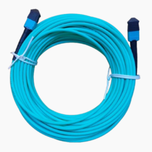 Fiber MPO-MPO multimode OM3 jumper cable 10 meters aqua
