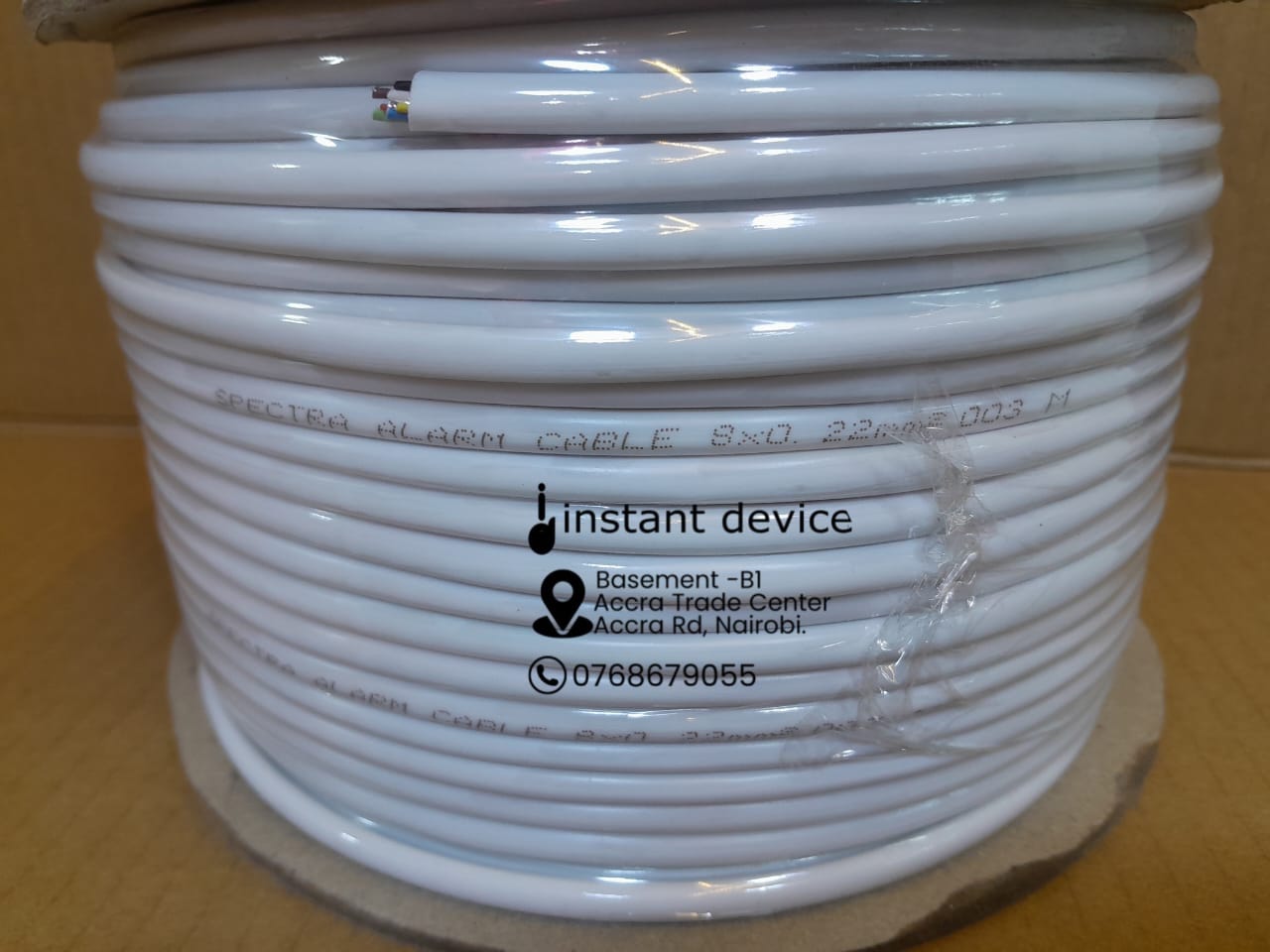 Indoor alarm cable with 8 color-coded conductors