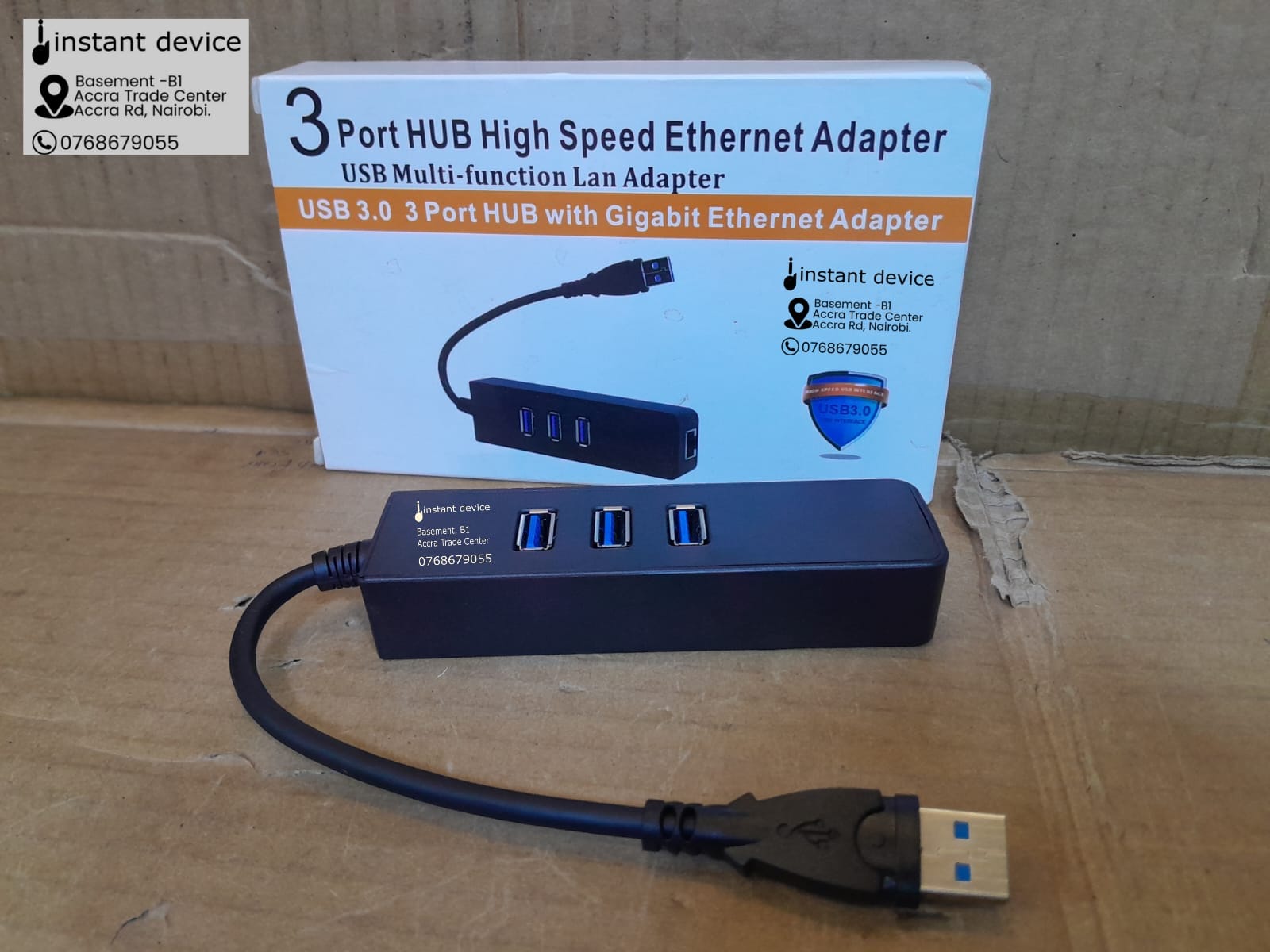 Laptop RJ45 Ethernet adapter with USB hub