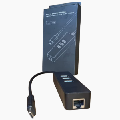 USB-C to Gigabit Ethernet adapter with 3 USB 3.0 ports