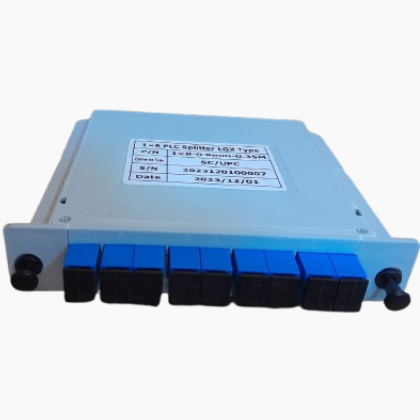 LGX cassette 1x8 PLC fiber optic splitter with SC/UPC connectors