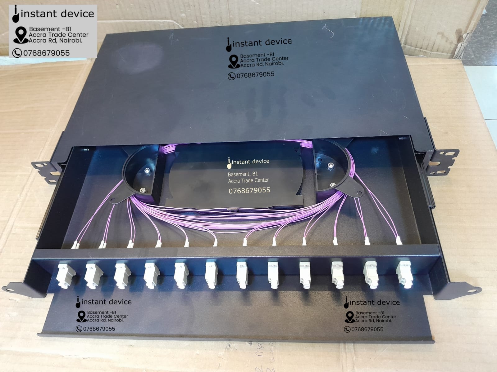 OM4 fiber optic distribution frame, Sliding Pull-Out Tray design, available in Kenya