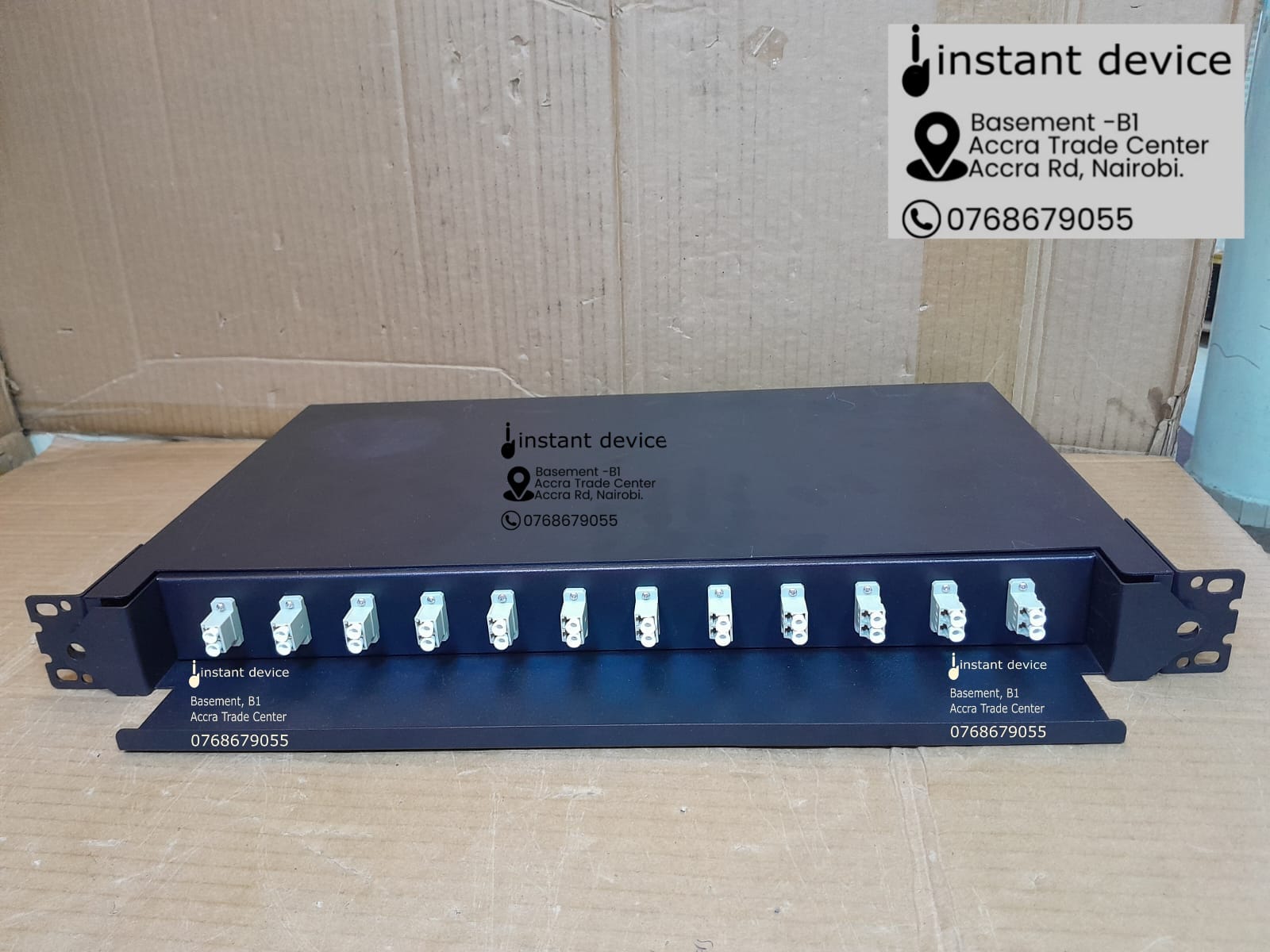 Fiber ODF preloaded with 12 LC duplex adapters and 24 OM4 pigtails